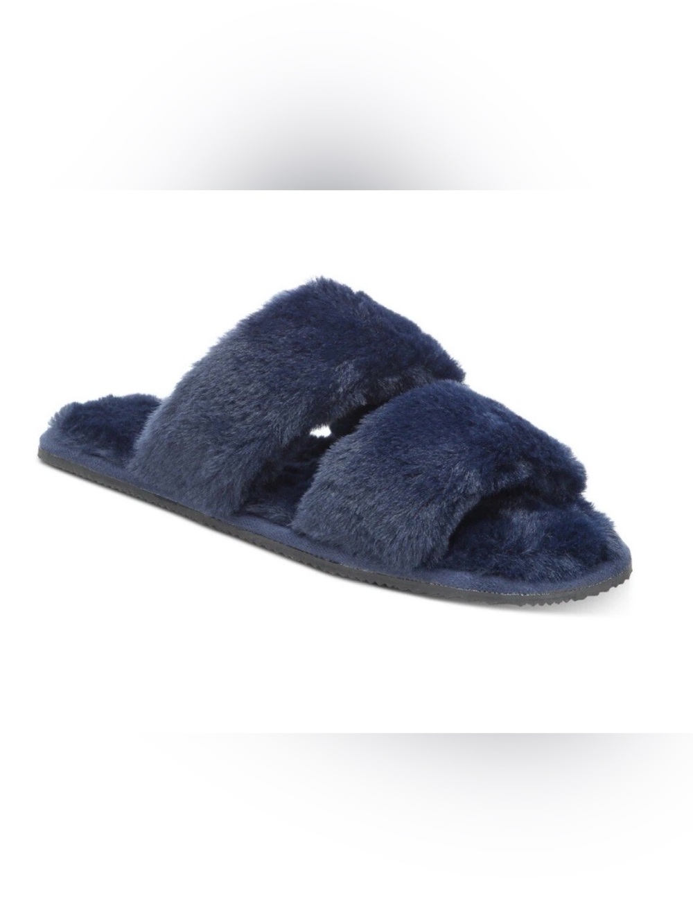Alfani Women's Faux Fur Slide Boxed Slippers, (Size M 7-8]  Venus Blue
